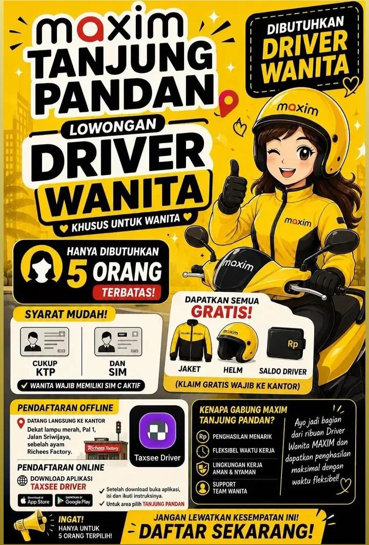 Maxim Tanjung Pandan – Driver Wanita