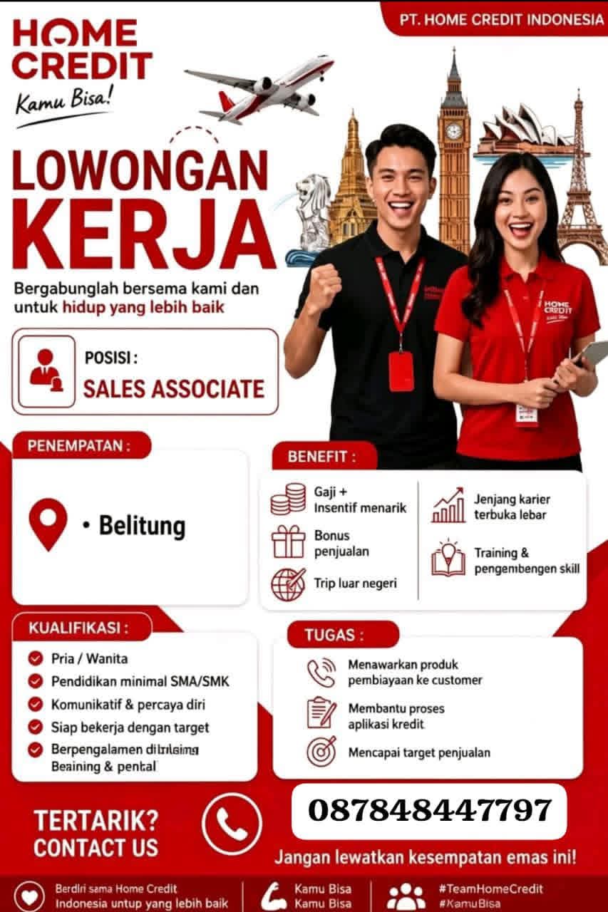 Home Credit Indonesia – Sales Associate-Belitung