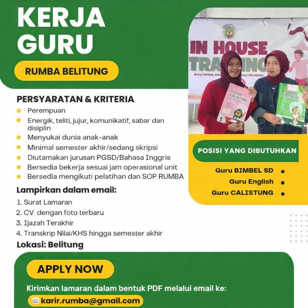 Lowongan Kerja Guru Rumba Belitung