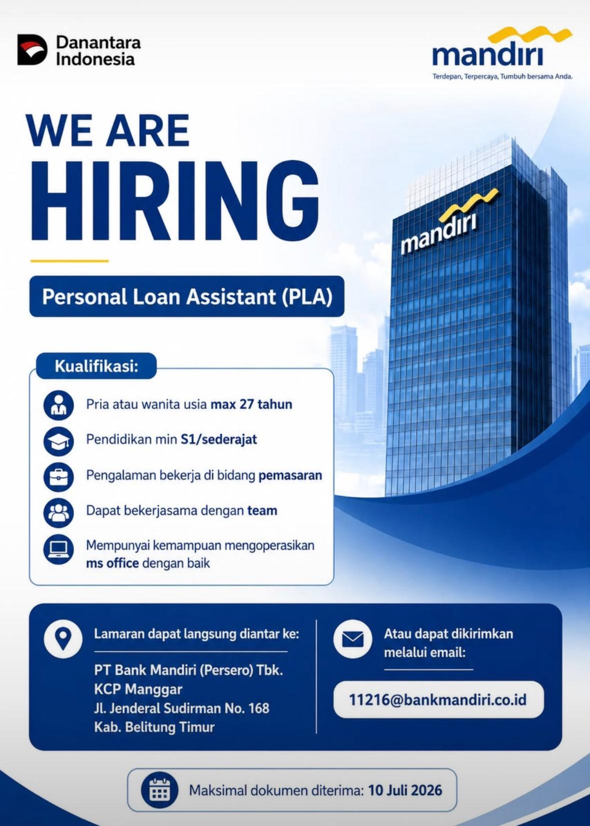 Flyer Personal Loan Assistant (PLA) - Bank Mandiri