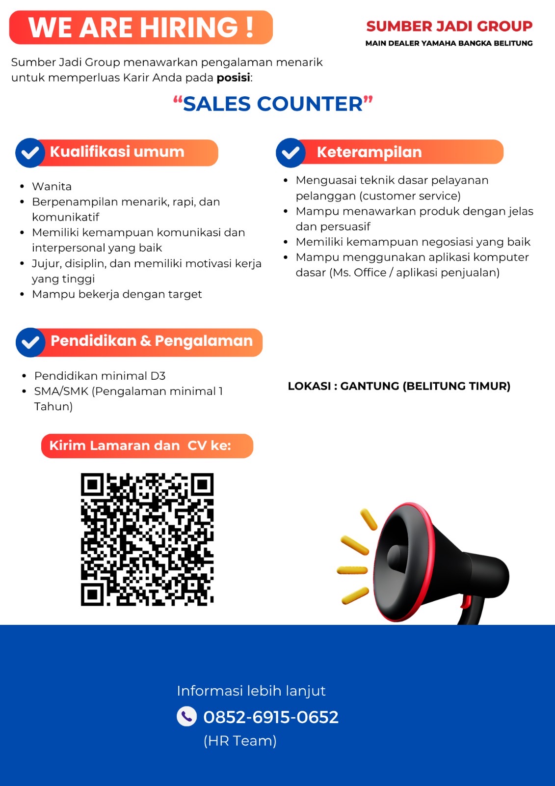 Flyer Sales Counter – Sumber Jadi Group (Main Dealer Yamaha Bangka Belitung)